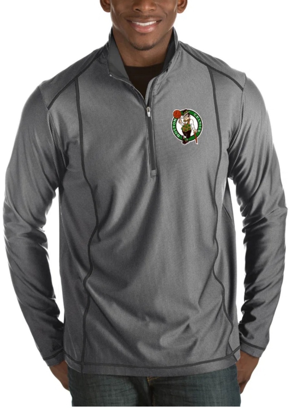 Antigua Boston Celtics Men XLT Tempo Tall 1/4 Zip Pullover Gray NBA NWOT